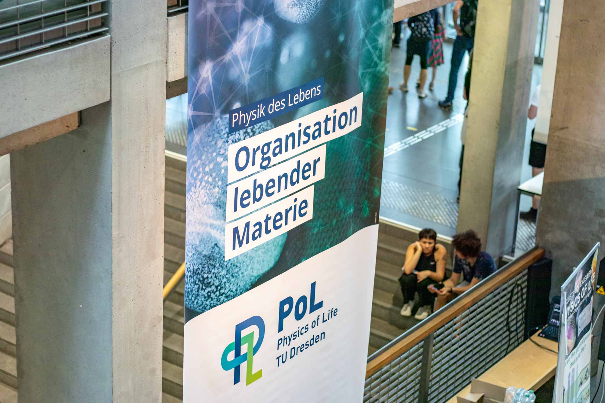 A huge PoL banner in a scientific building